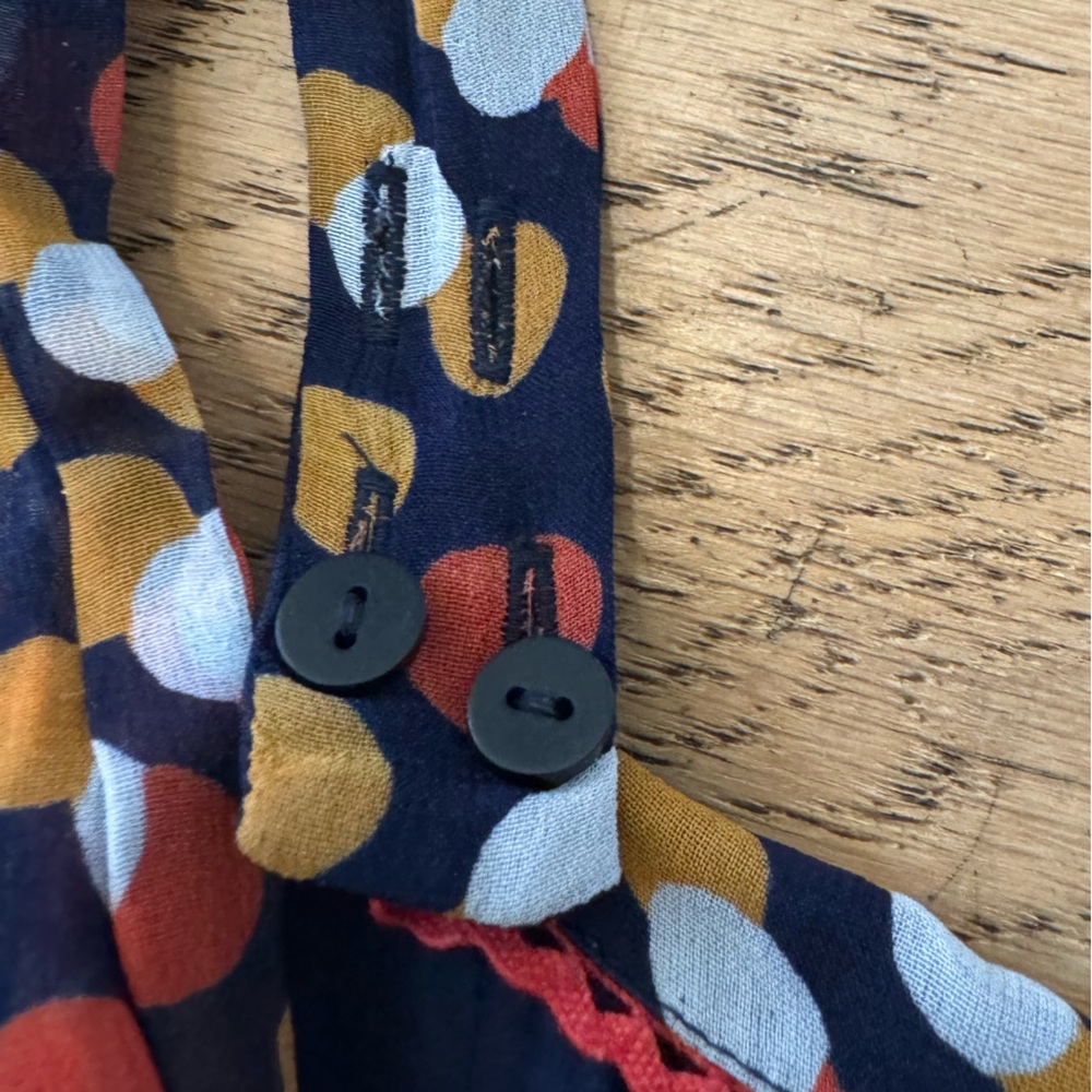 Maeve Anthropologie Polka Dot Handkerchief Hem Midi Dress Navy‎ Size 8 (715) - Picture 8 of 10